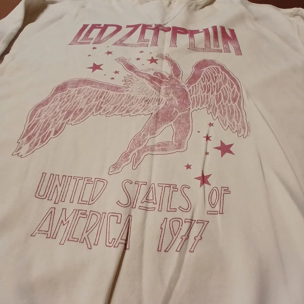 Led Zeppelin 1977 Star Struck Sweatshirt Medium Beige Pink Music